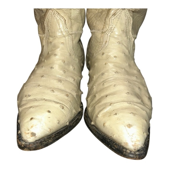Nocona Men’s Cowboy Boots 7 EE Full Quill Ostrich Leather, Western, Cream/Ivory - Picture 5 of 16
